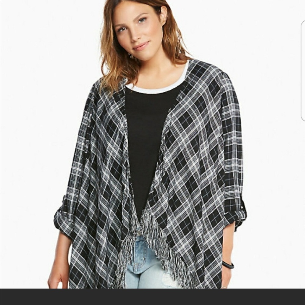 Torid plaid fringed cardigan 3X